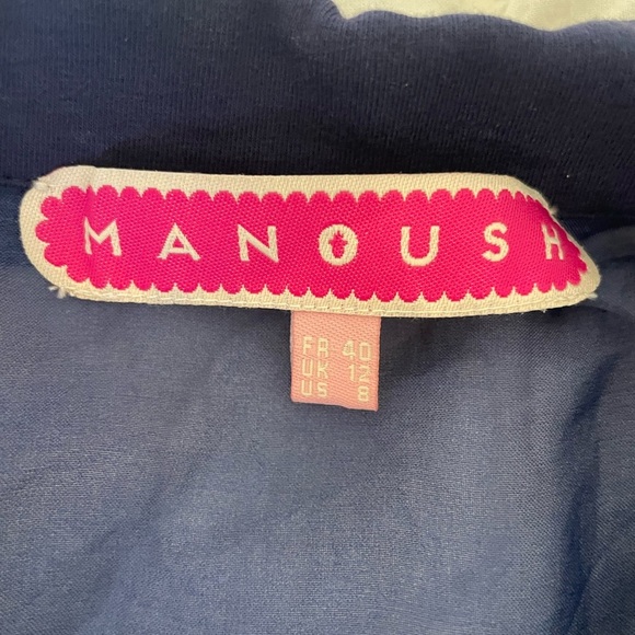 Anthro Manoush Silk Blue A-Line Dress with Peter Pan Collar - Picture 4 of 9